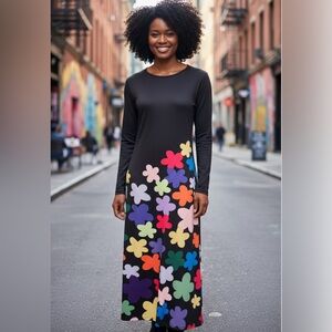 NWT Floral Maxi Dress - Black with Multicolor Floral - multiple sizes